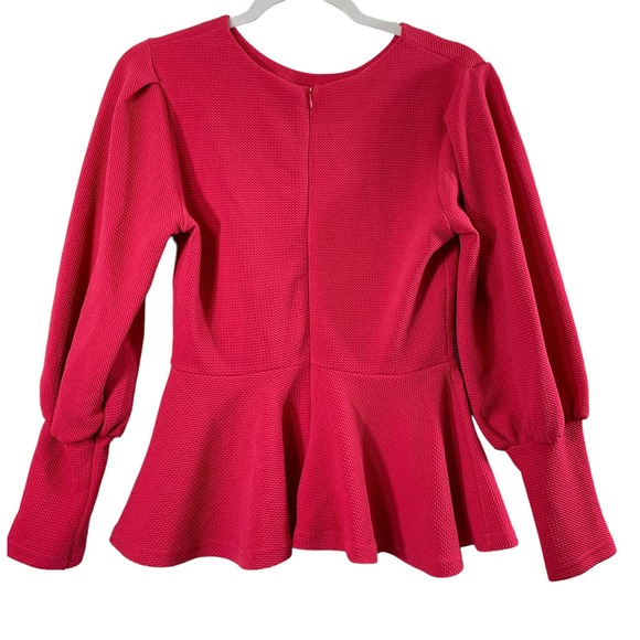 Favlux‎ Fashion Top Womens Medium Flare Hem Skater Fuchsia Pink Long Sleeve - Picture 2 of 12